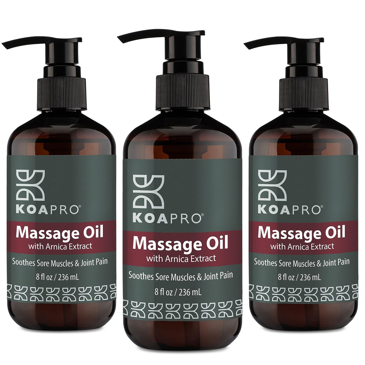 KOAPRO Arnica Sore Muscle Massage Oil 3-pack box set