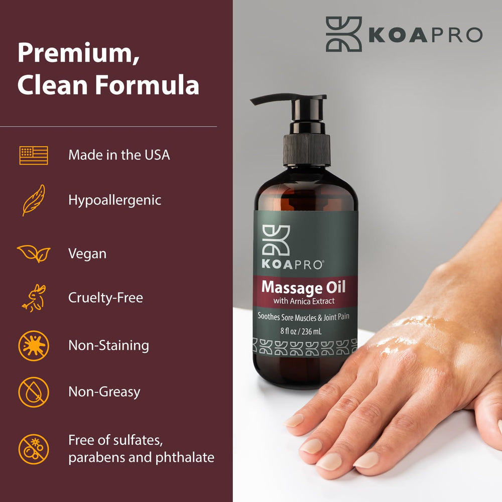 Applying KOAPRO massage oil to sore muscles
