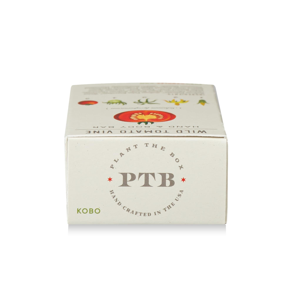 7 oz KOBO Plant the Box Wild Tomato Vine Bar Soap - packaging and soap