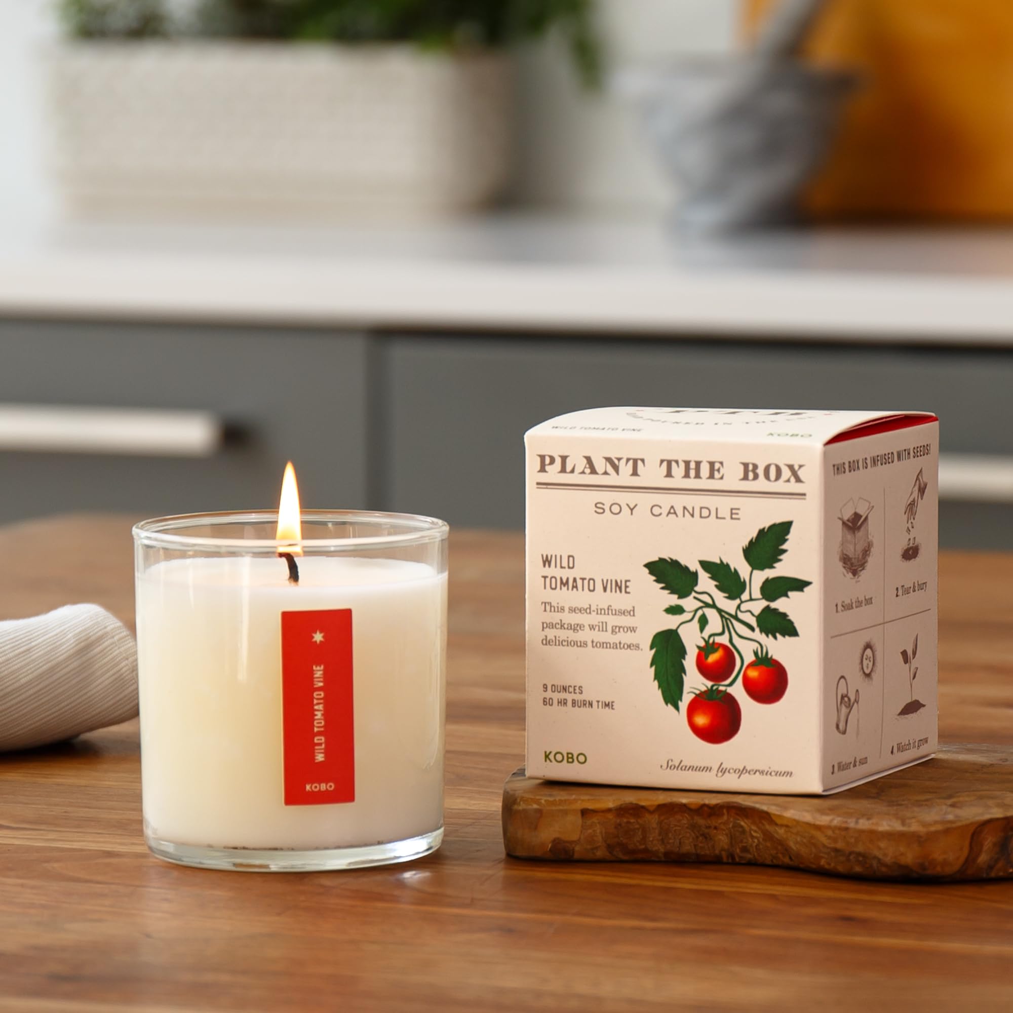 Plantable seed-infused packaging for the KOBO candle