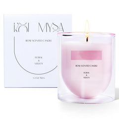 KOIMYSA Rose Scented Candle rose petal close-up for romantic ambiance