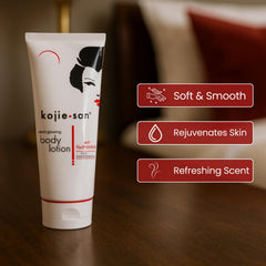 Kojie San Body Lotion offers non-greasy, fast absorption for light wear.