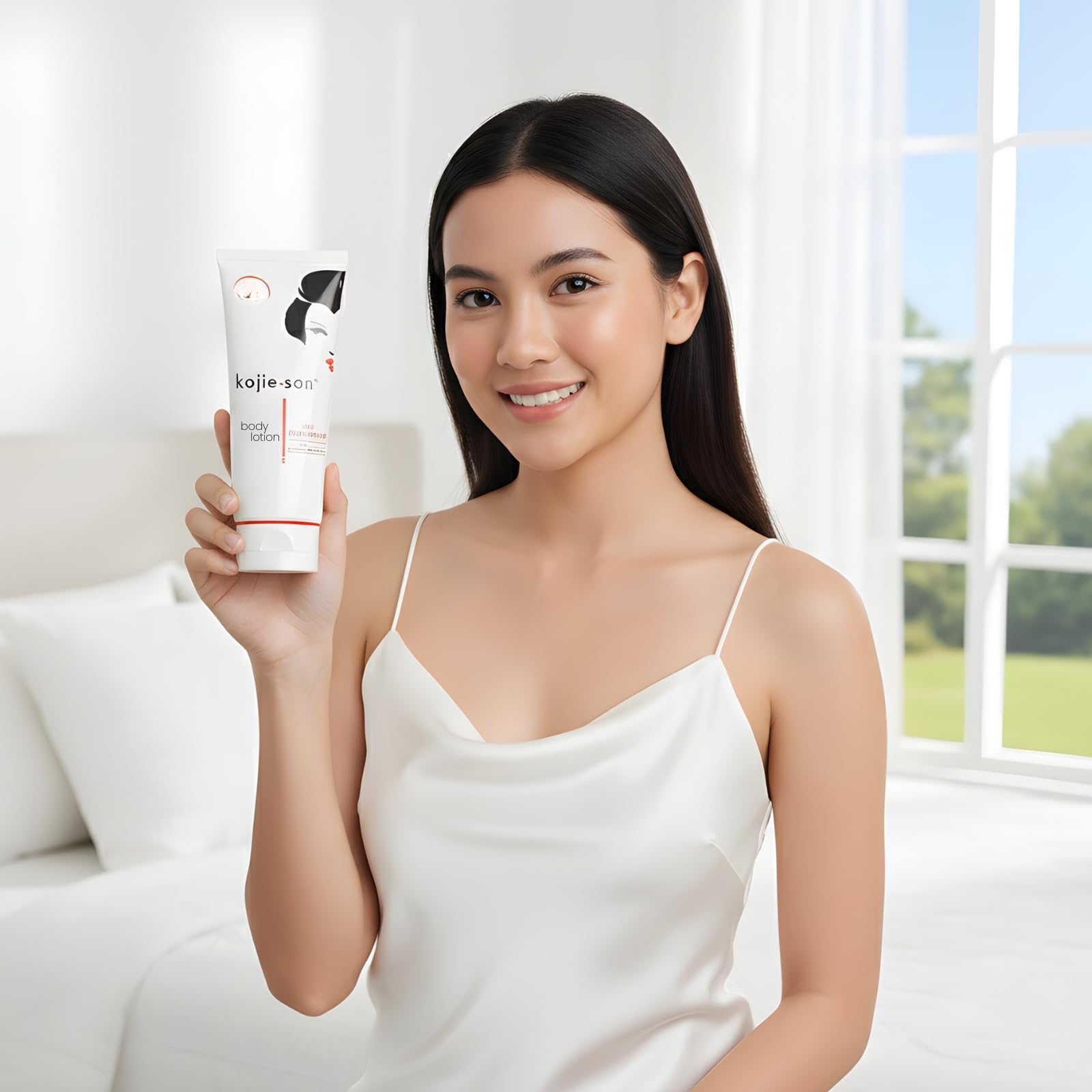 Kojie San Lotion includes rosehip extracts for nourishing care.