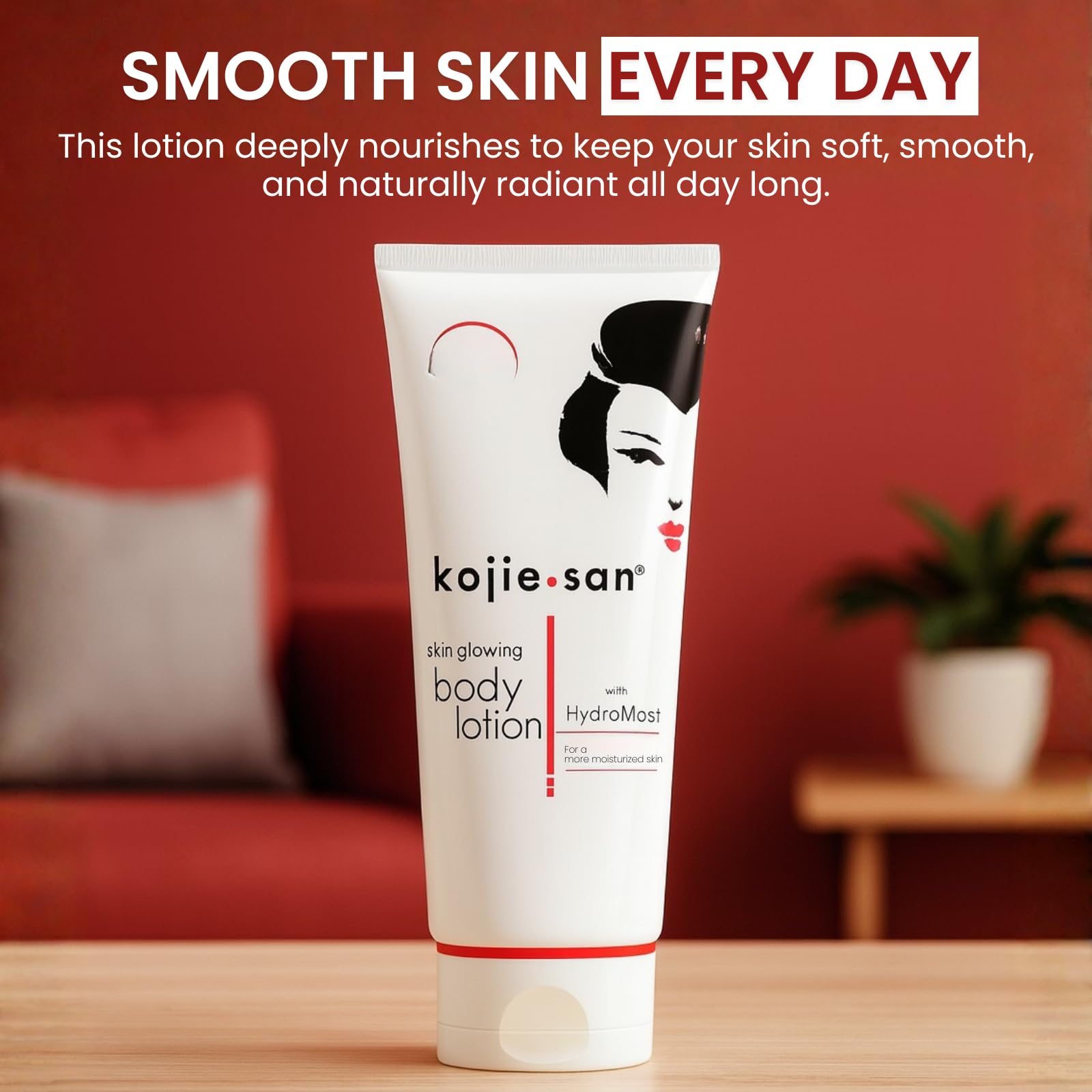 Kojie San Body Lotion with vitamin E supports skin comfort and daily softness.