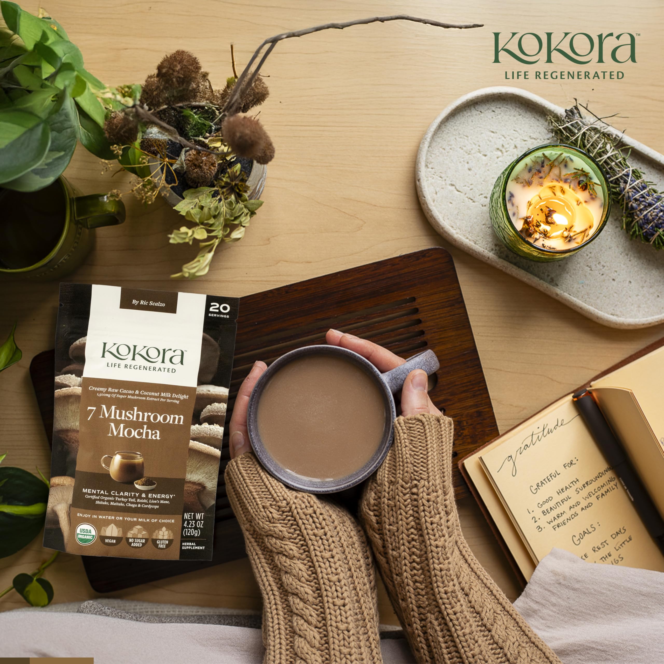 Blended mushrooms and cacao for Kokora mocha