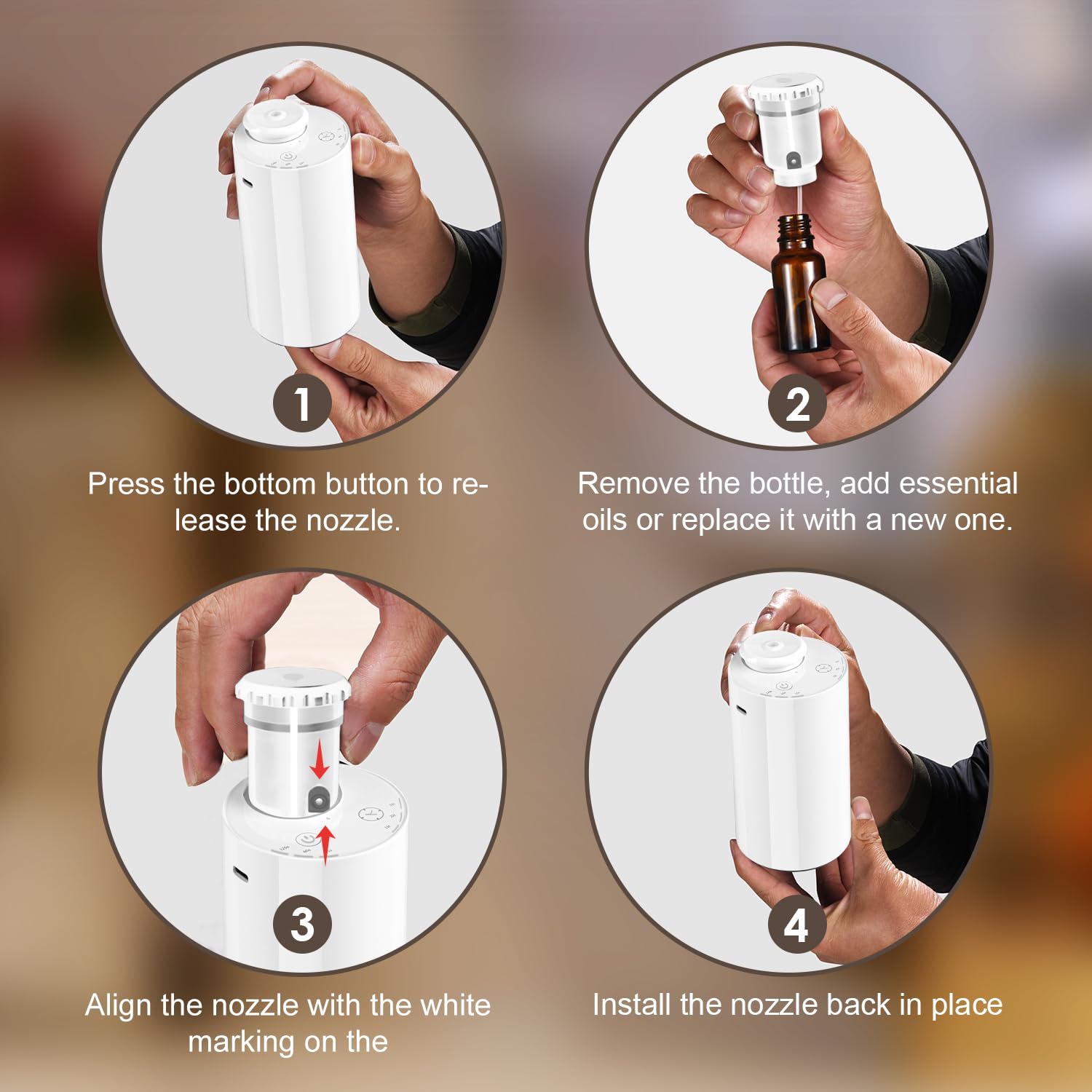 Aromatherapy mist being emitted from the diffuser