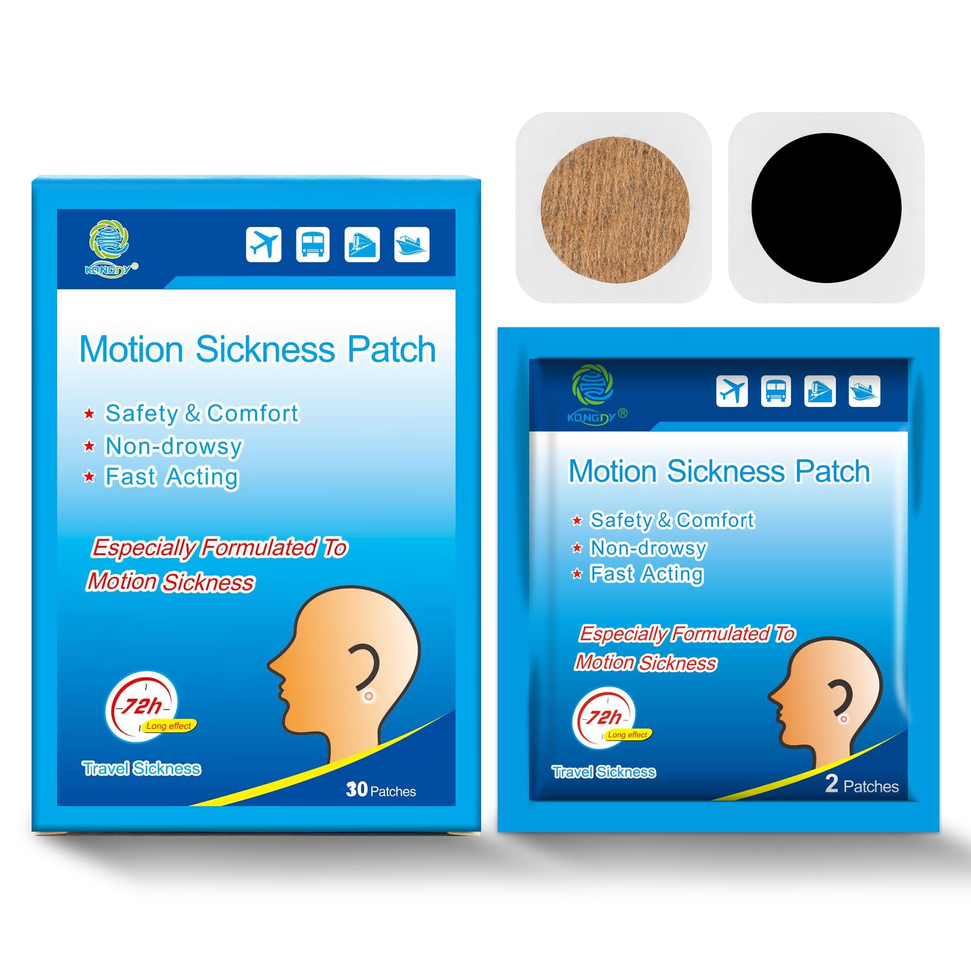 KONGDY motion sickness patches box for travel-ready relief during trips