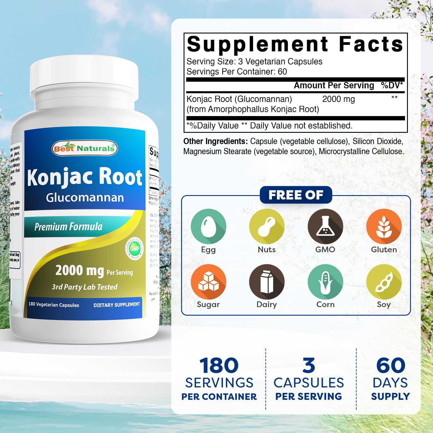 Serving size shows 2000mg glucomannan per serving (667mg per capsule)