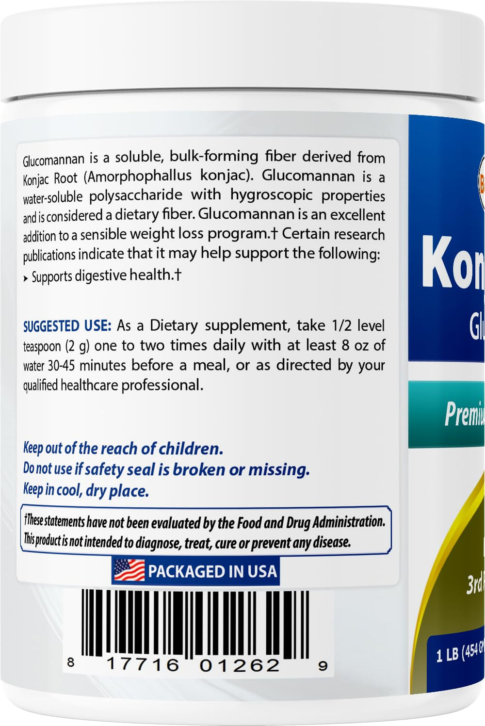 Purity certificate and GMP/FDA registration for Konjac Glucomannan