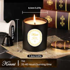 Lit KONNI Aquarius Candle showing clean burn with 7 oz soy wax