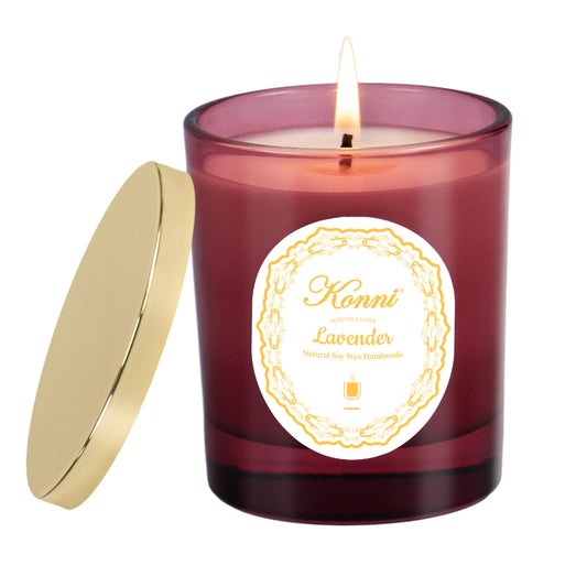 KONNI Lavender Scented Candle in a clear glass jar, 7.05 oz