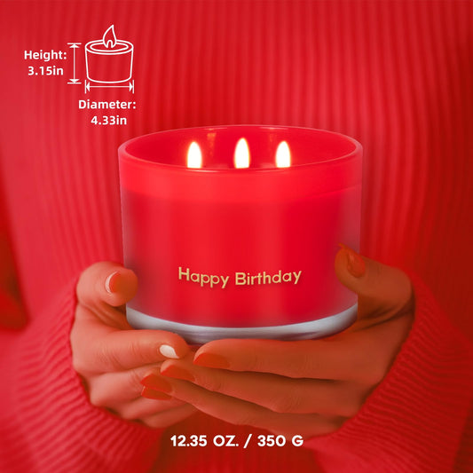 Close-up of three wicks with rich red rose aroma in a KONNI candle