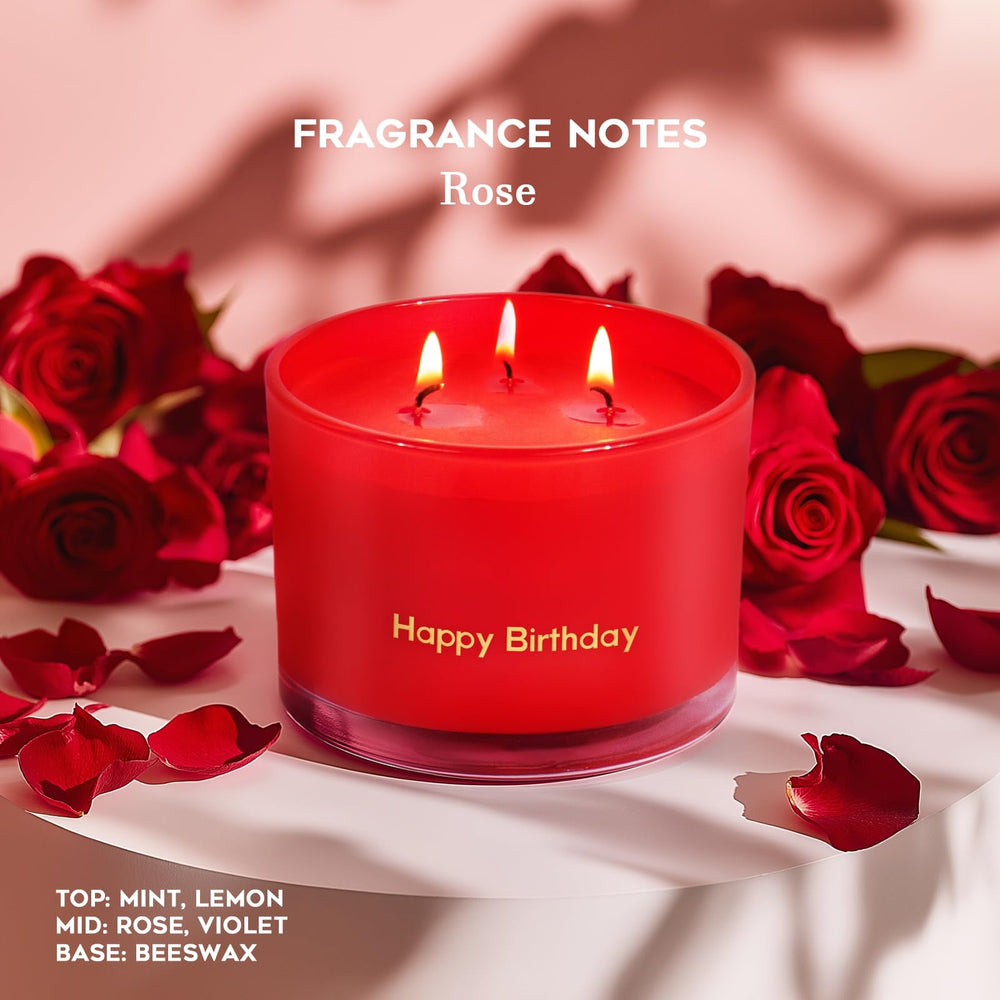Gift-ready KONNI candle in reusable glass jar with red rose scent