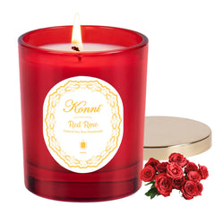 KONNI Red Rose Soy Candle - 7 oz jar, front view