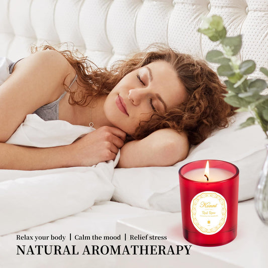 Single-wick candle with Red Rose label, 7 oz jar