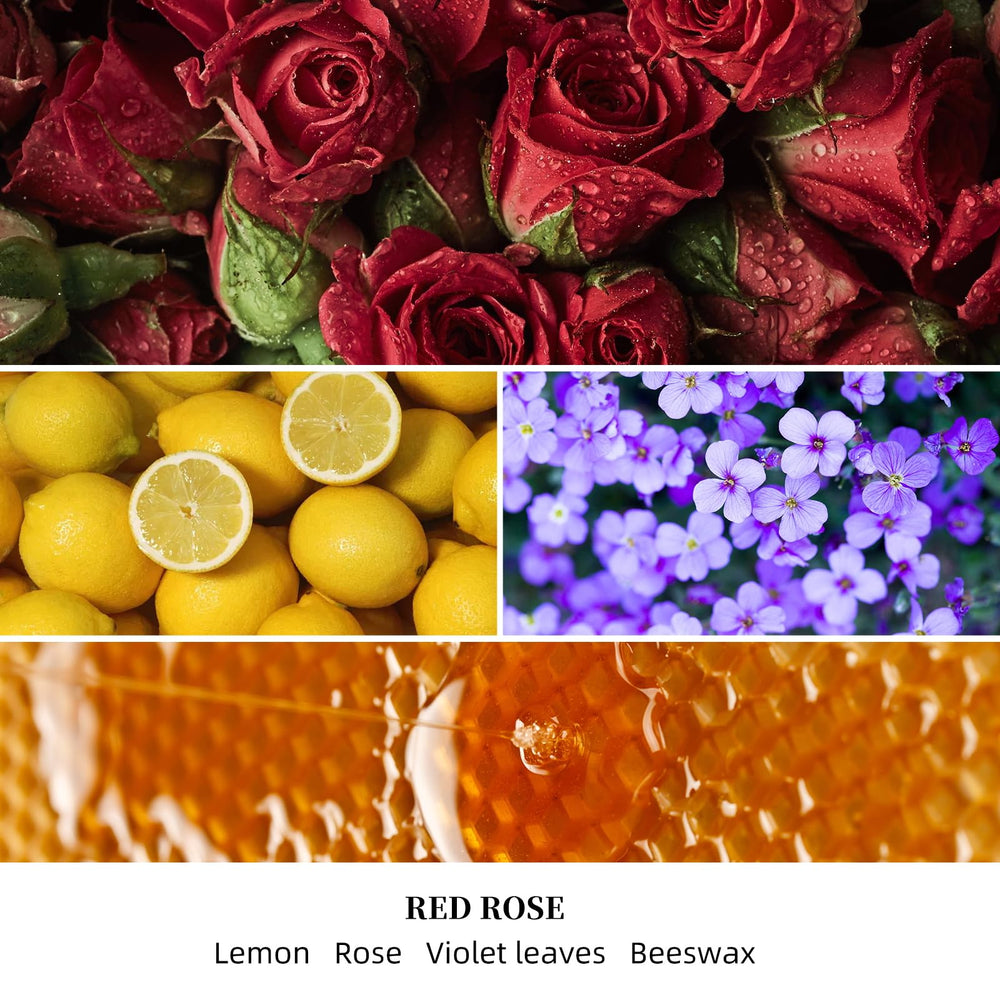 Ambient scene with KONNI Red Rose candle in a romantic setting