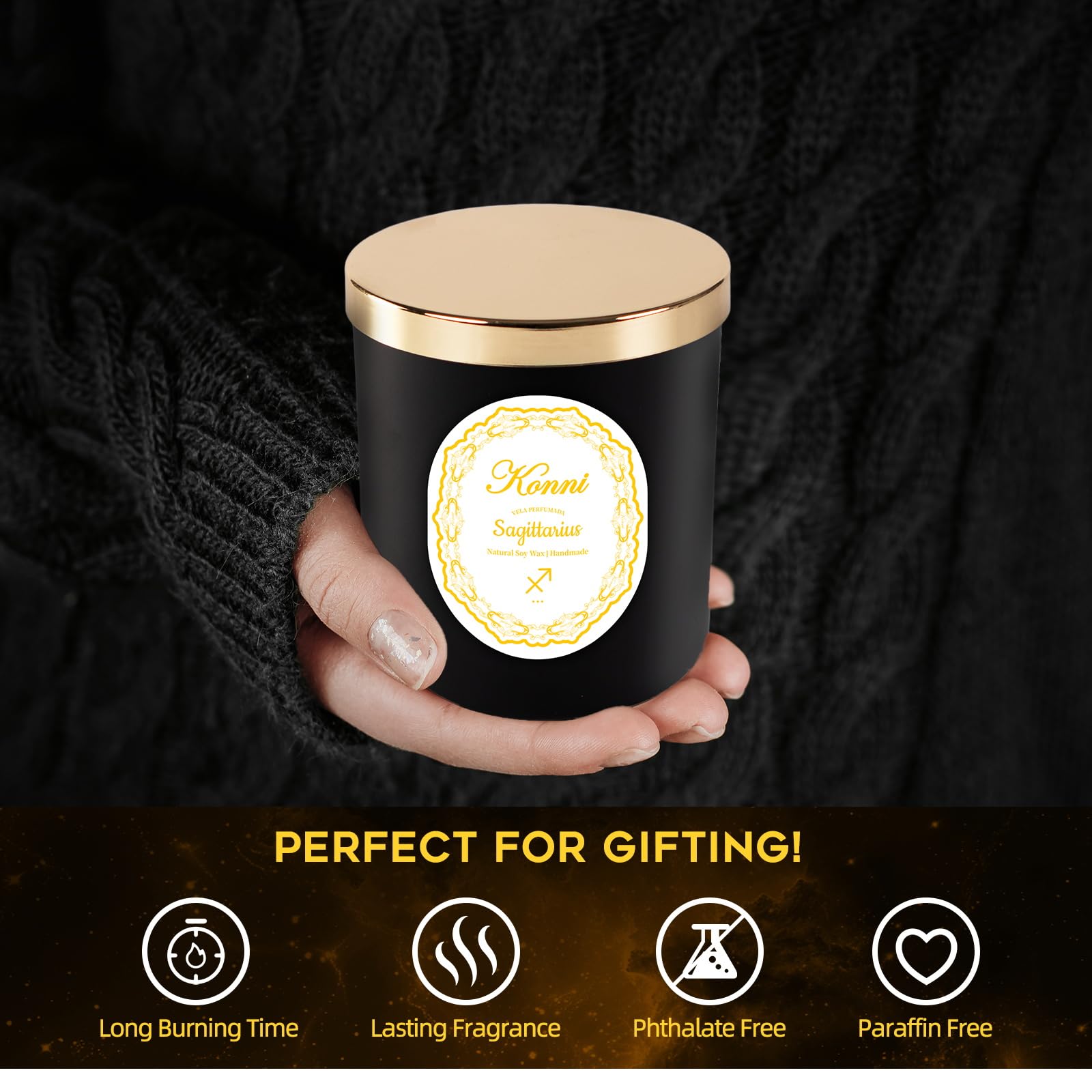 Long-lasting burn KONNI Sagittarius zodiac candle in jar