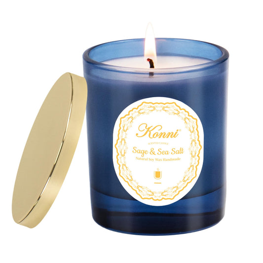 KONNI Scented Candles Sage Sea Salt jar candle front view