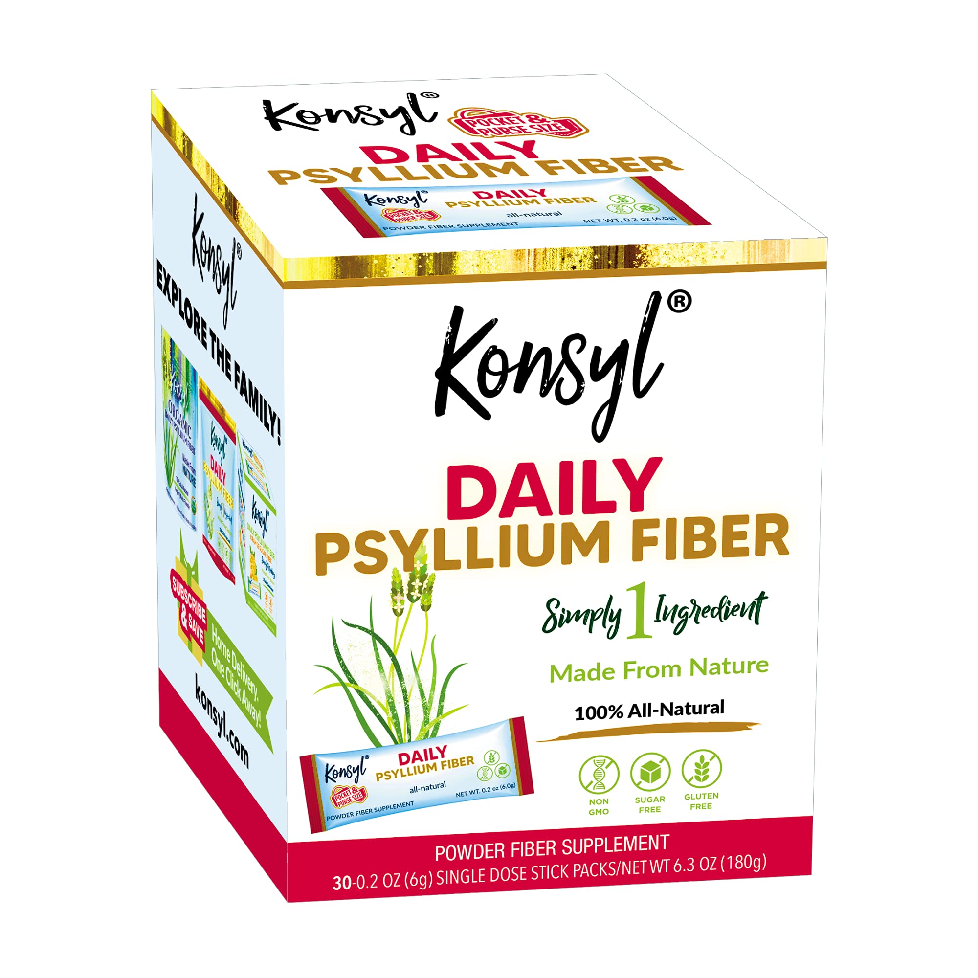 Konsyl Daily Psyllium Fiber Powder Stick Pack front view