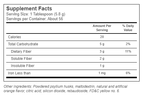 Konsyl Daily Psyllium packaging with orange flavor branding