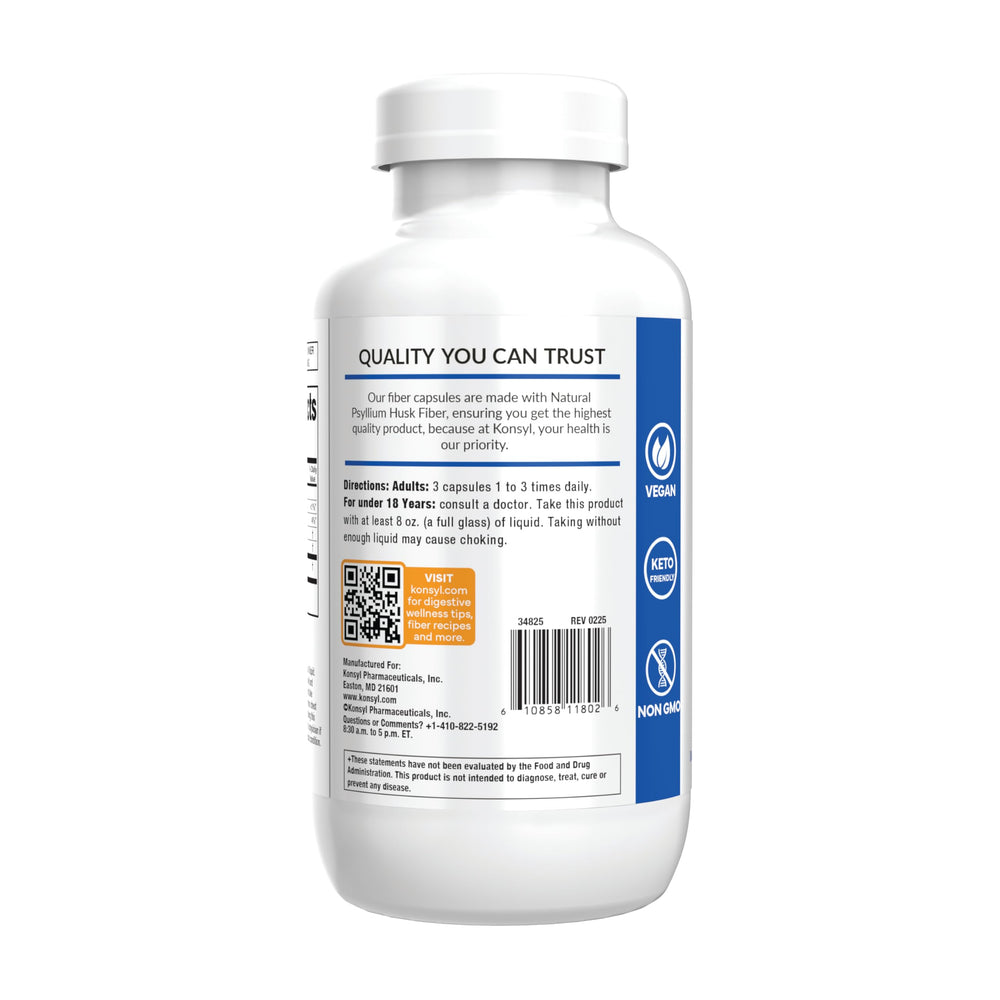 Using Konsyl Psyllium Fiber Capsules with water for daily fiber intake