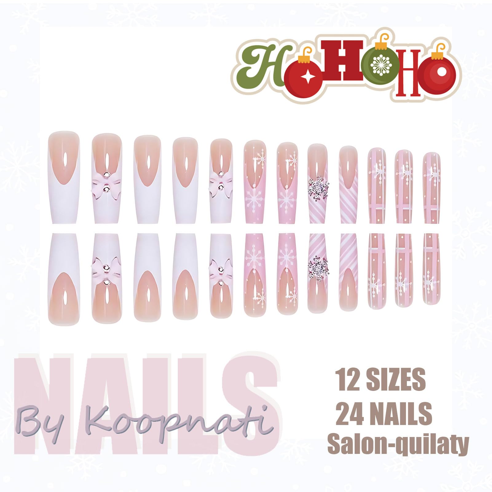 koopnati pink French tip nails with glitter for a glamorous holiday look