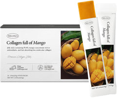 Front packaging of Korean marine collagen jelly sticks in mango flavor
