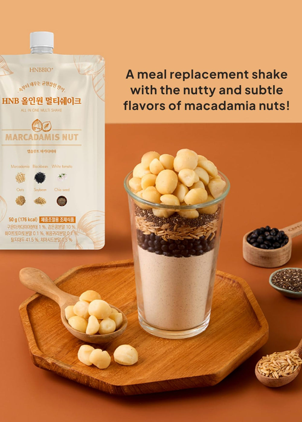 Nutrition details for the shake including vitamins and amino acids