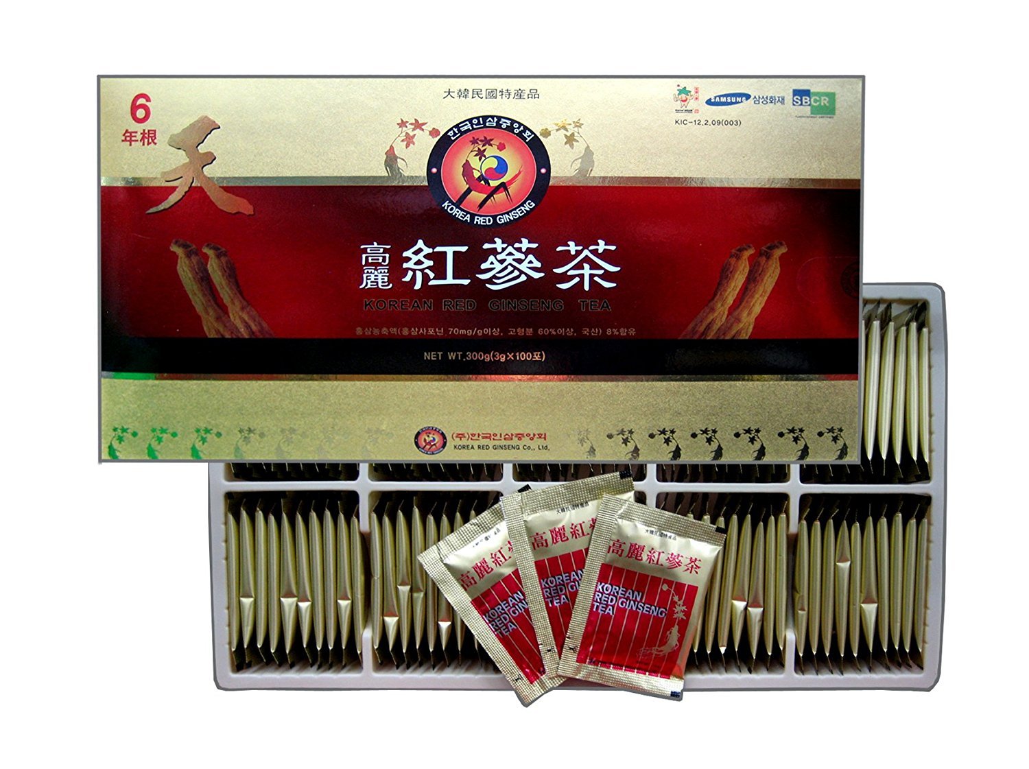 Close-up of 3 g x 100 sticks for instant tea powder