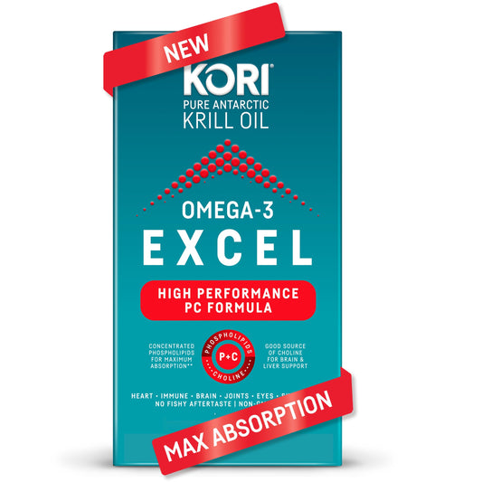 Kori Krill Omega 3 Excel 1000mg softgels bottle front view