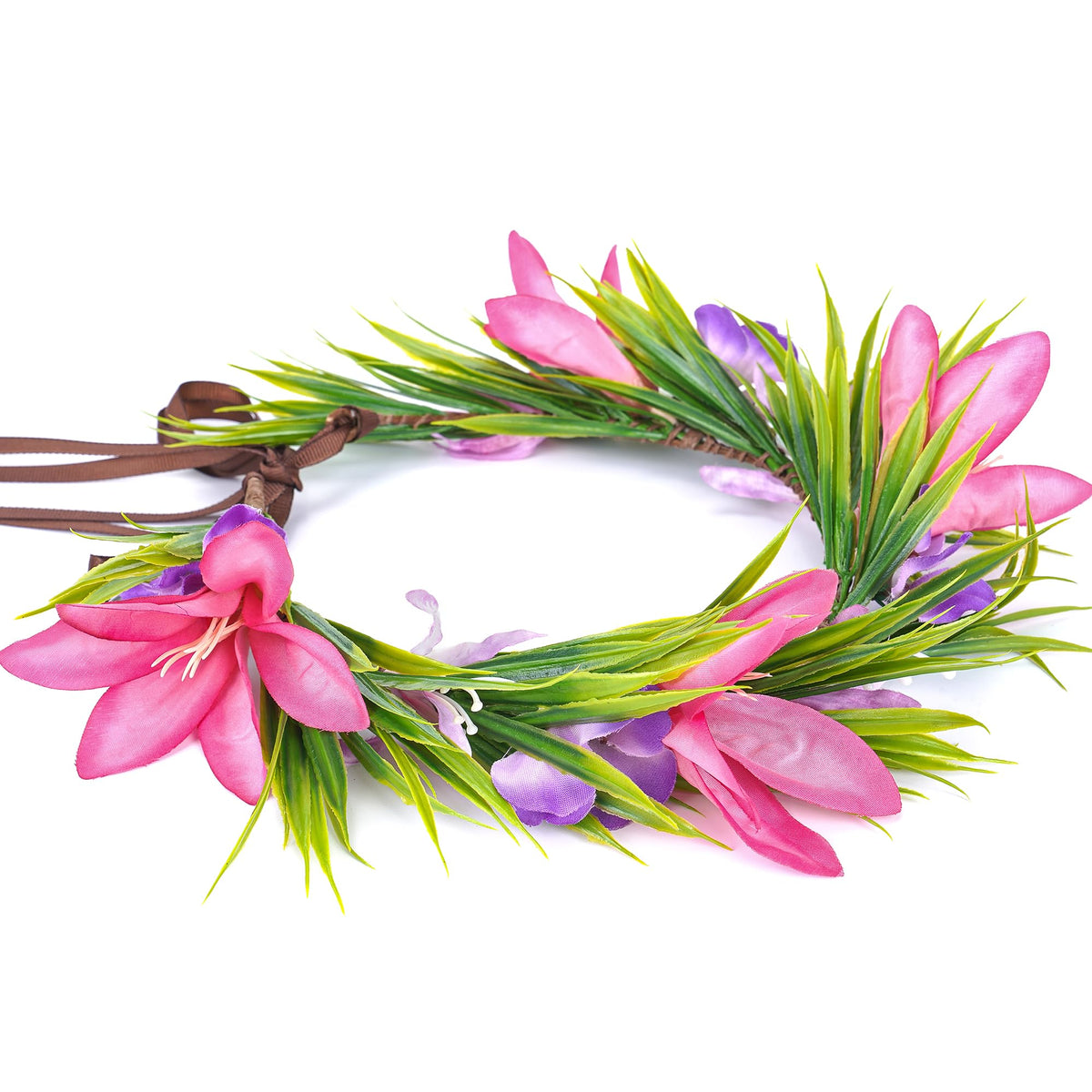 KorViSHOW Hawaiian flower crown for beach parties adds tropical flair.