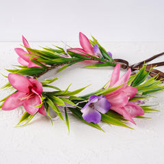 KorViSHOW silk Hawaiian lei crown boosts festive photos and events.