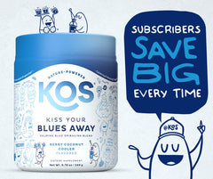 KOS Calming Blue Spirulina Blend dissolved in water