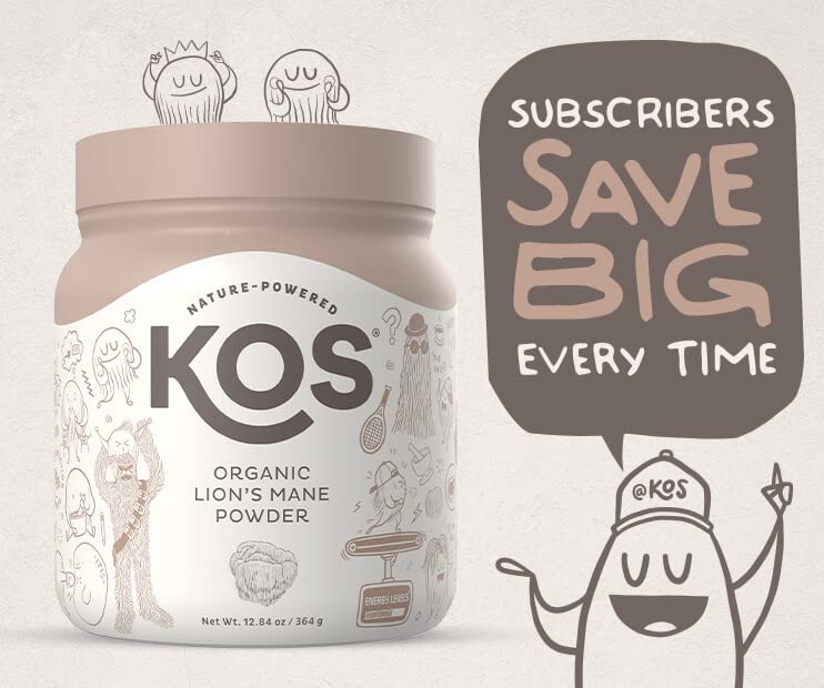 Container showing 104 servings of Lion's Mane powder