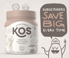Container showing 104 servings of Lion's Mane powder