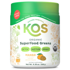KOS Organic Superfood Greens Powder Mango bottle