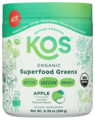 KOS mixed green drink in glass, offering refreshing on-the-go hydration