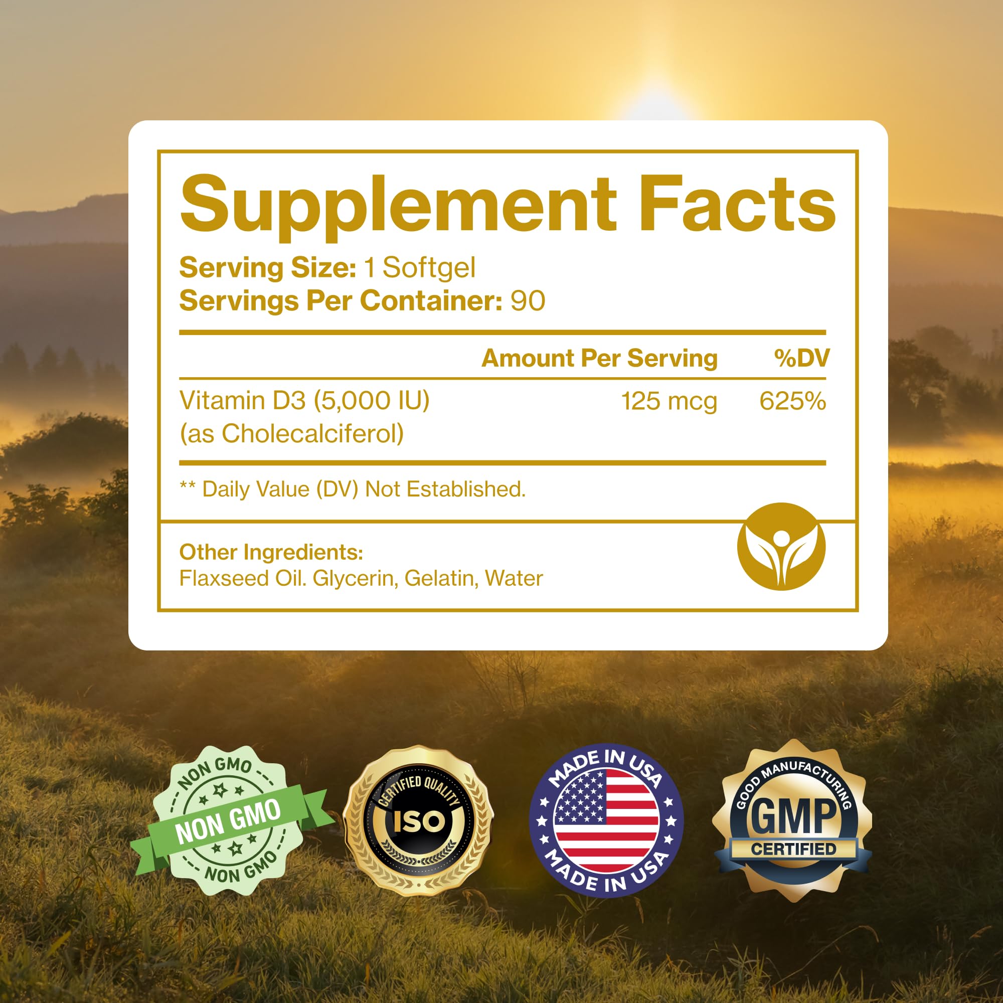 USA-made Pure D3 with Kosher and Halal certifications