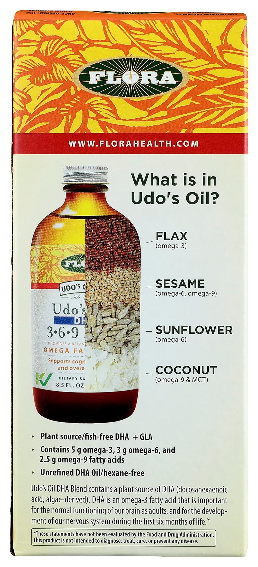 Kosher and organic plant-based omega oil packaging