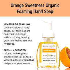 Kosmatology Orange Sweetness bottle pour showing easy dose for gentle cleansing.
