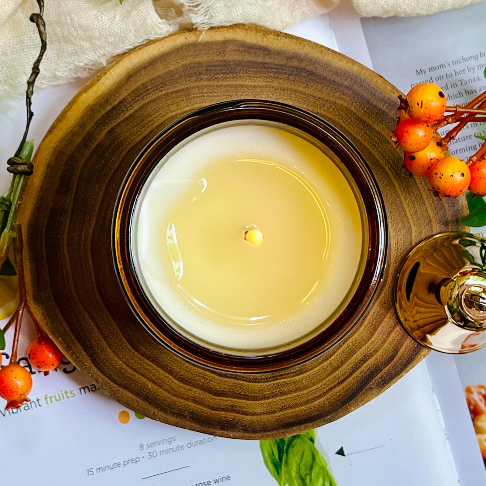 Decorative candle in a living room setting