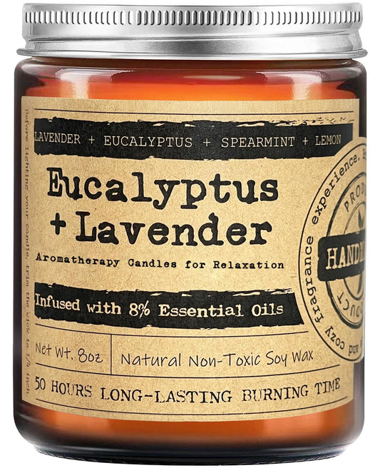 Front view of KOTKAS Lavender Eucalyptus 8oz soy candle