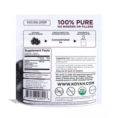 Vegan capsule filled with organic aronia berry powder