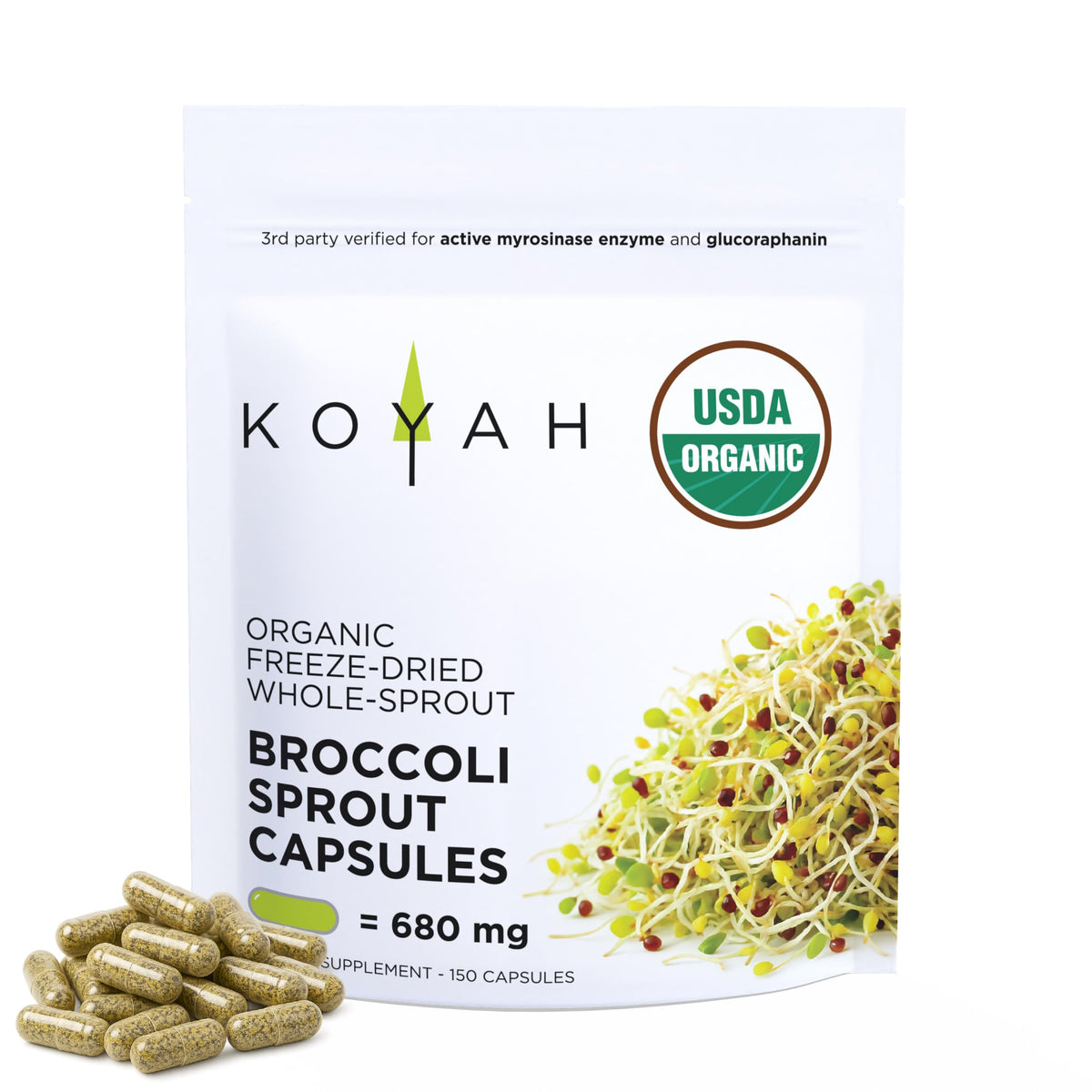 KOYAH broccoli sprout capsule bottle