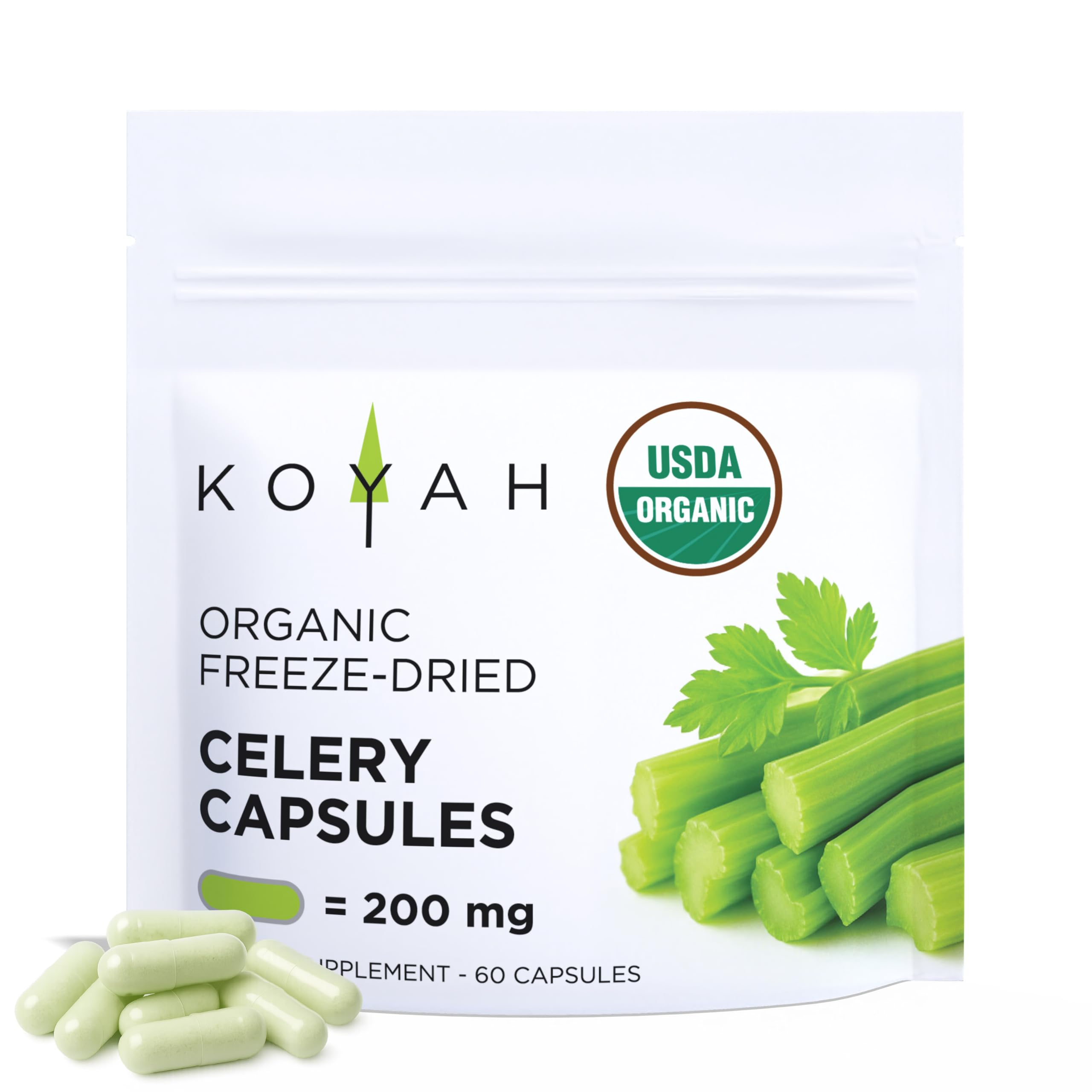 KOYAH Organic Celery Capsules bottle front
