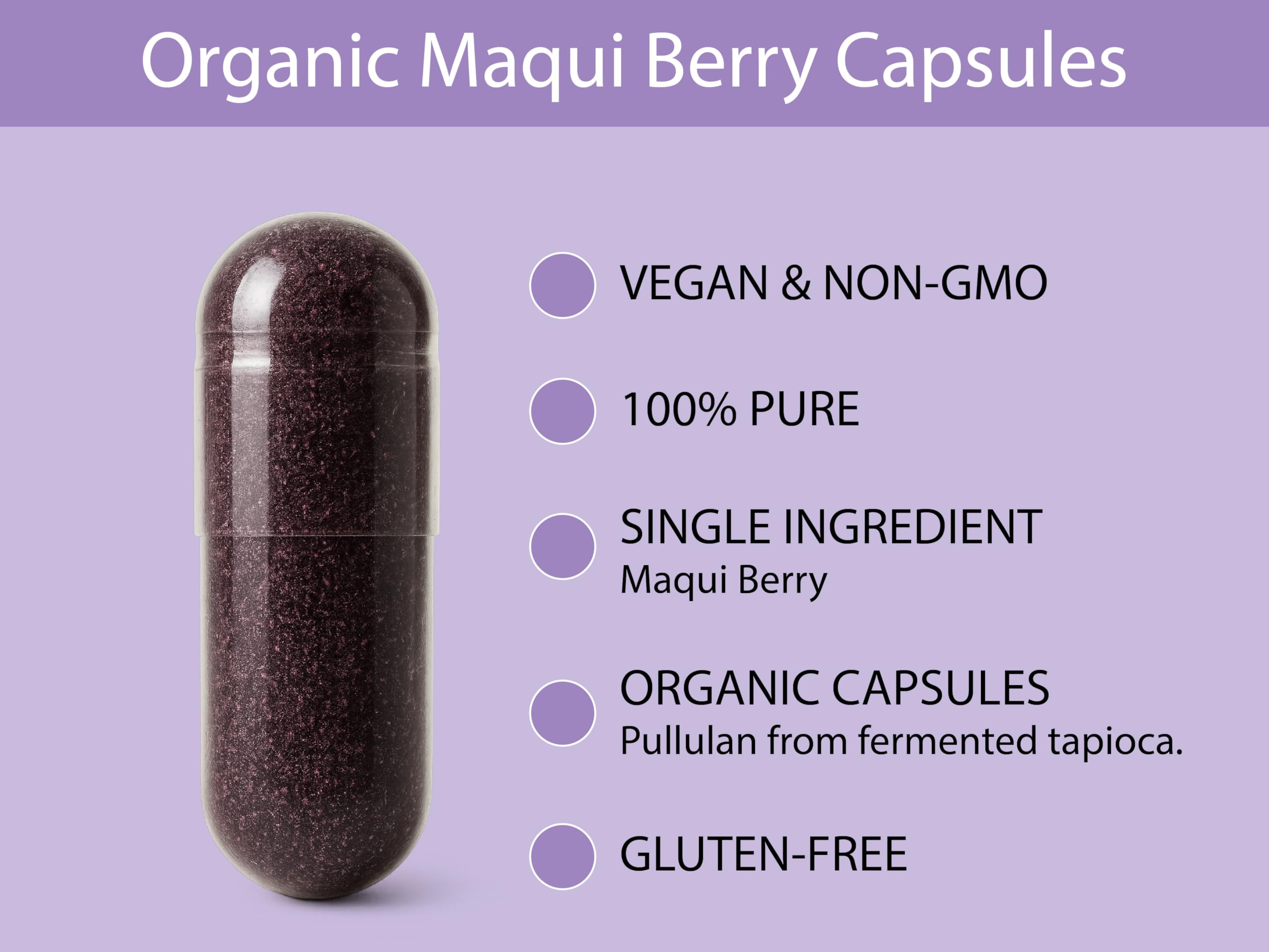 Vegan and Gluten-Free badges for Koyah Maqui Berry Capsules