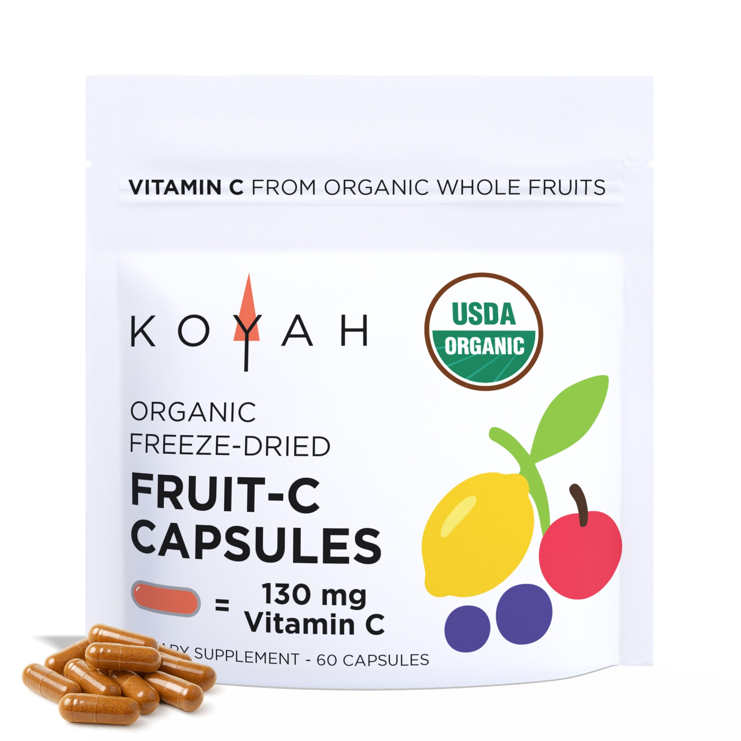 KOYAH Organic Vitamin C Capsules bottle with label