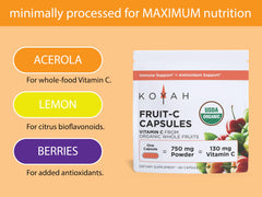 Certified Organic vegan pullulan capsules filled with fruit powders