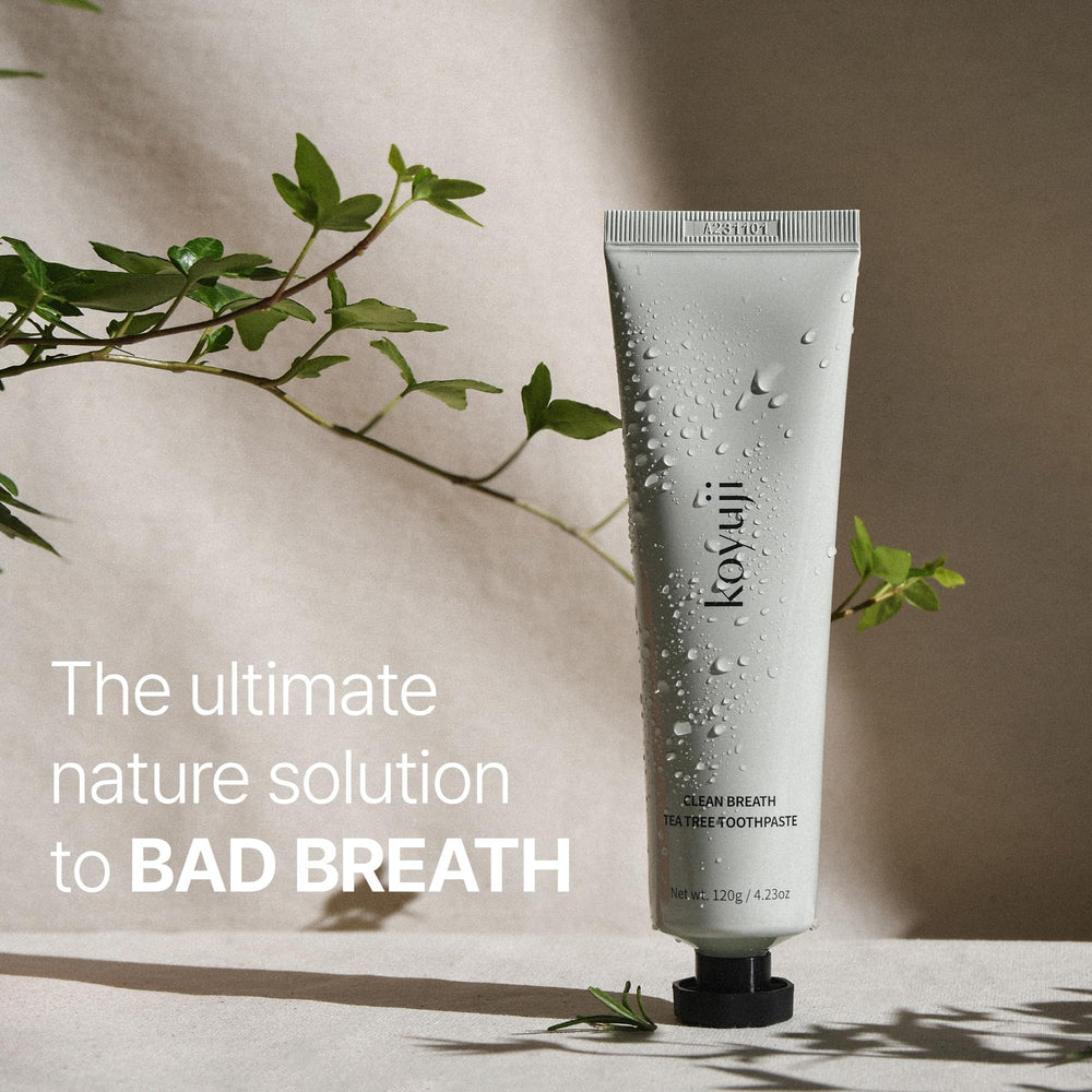 Ingredient label on Koyuji Clean Breath Tea Tree Toothpaste