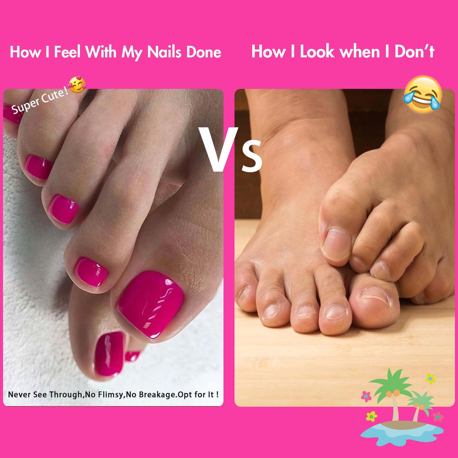 KQueenest summer-ready toe nails offer reusable glam for everyday wear.